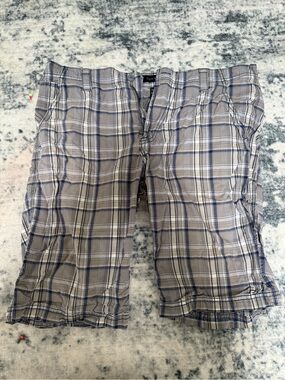 Calvin Klein Jeans Plaid Cargo Shorts in Gray and Blue